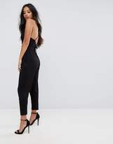 Thumbnail for your product : ASOS Petite Cami Wrap Jersey Jumpsuit With Strap Back Detail And Peg Leg