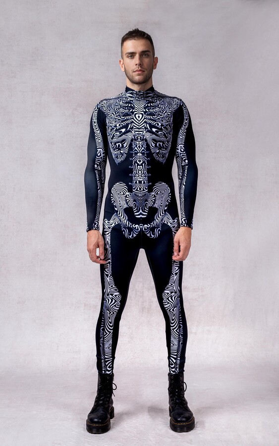 Etsy Psycho Bones Skeleton Costume Mens Halloween Bodysuit