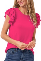Thumbnail for your product : CeCe Women's Ruffled Flutter-Sleeve Short Sleeve Knit Top