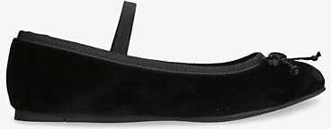 Papouelli Black Kids' Callie Bow-Embellished Velvet Ballet Flats Eur 27 / 9 Uk Kids