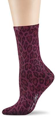 Tommy Hilfiger Women's TH Leopard 1P Calf Socks,6/8