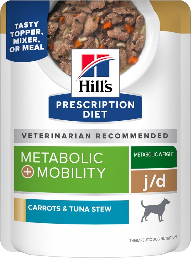 Hill's Prescription Diet Metabolic +j/d Carrot & Tuna Stew Wet Dog Food, 2.8-oz pouch, case of 24