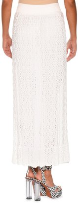 Missoni Elastic-Waist Lace-Knit Maxi Skirt, White