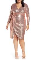 Thumbnail for your product : ELOQUII Long Sleeve Sequin Wrap Dress