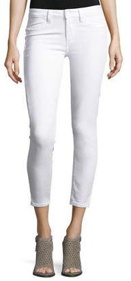 Paige Verdugo Cropped Skinny Jeans w/Side Slits, White
