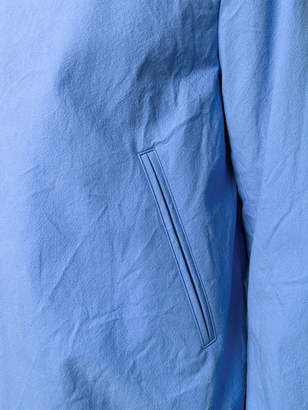 Thom Browne Double Welt Pocket Zip Up Golf Jacket With Elastic Hem In Salt Shrink Cotton