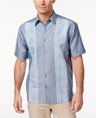 Cubavera Men's Linen Chambray Striped-Panel Shirt