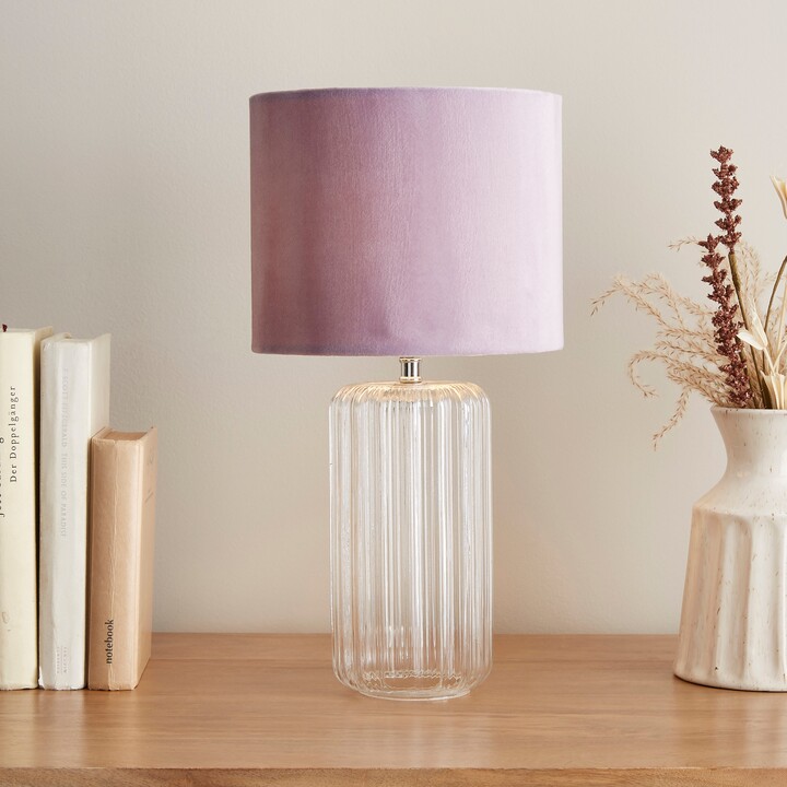 Dunelm Christine Ribbed Glass Table Lamp Pink ShopStyle