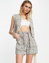 Thumbnail for your product : People Tree x V&A cotton a-line shorts in archive floral (part of a set)