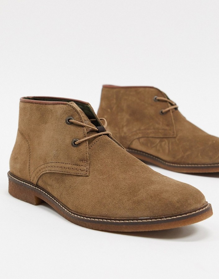 Barbour Kalahari suede mid desert boots in stone - ShopStyle