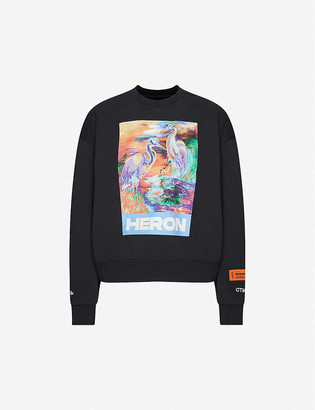 Heron Preston Heron-print cotton-jersey sweatshirt