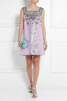 Thumbnail for your product : Miu Miu PU-paneled embellished jacquard mini dress