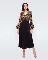 Thumbnail for your product : Diane von Furstenberg Nancy Matte-Jersey & Silk Midi Dress in Giraffe Large Natural/ Black