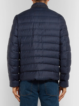 Loro Piana Gateway Quilted Rain System Wool and Silk-Blend Down Jacket - Men - Blue
