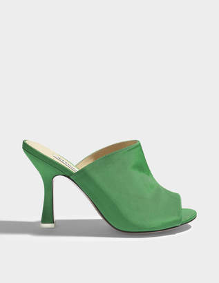 ATTICO Pamela Mule Shoes in Green Silk Leather