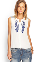 Thumbnail for your product : Forever 21 Embroidered Sleeveless Top