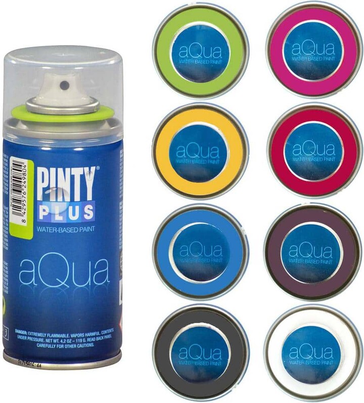 PINTY PLUS 4 oz. 8 Color Assortment, Water Based Aqua Mini Spray Paint for Arts and Crafts, (8-Pack)