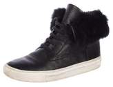Thumbnail for your product : Vince Fur-Trimmed Leather Sneakers