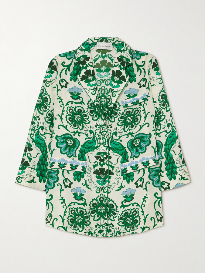 Cara Cara Venezia Printed Silk-twill Jacket - Green