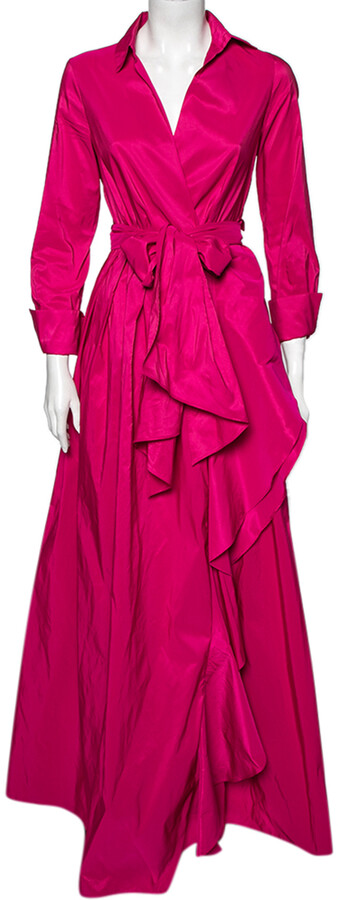 CH Carolina Herrera Magenta Cache-Coeur Wrap Gown M - ShopStyle Evening Dresses