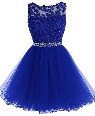 JAEDEN Homecoming Dresses Short Cocktail Dresses Lace Prom Dresses Tulle Open Back Party Gown