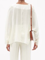 Thumbnail for your product : LA COLLECTION Drew V-neck Wool-muslin Blouse - Cream White