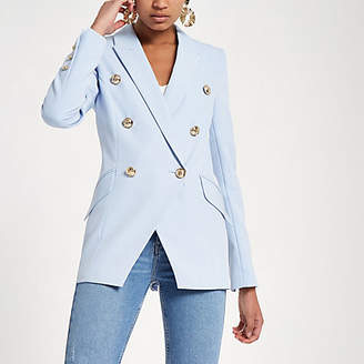 River Island Womens Light Blue double breasted tux jacket