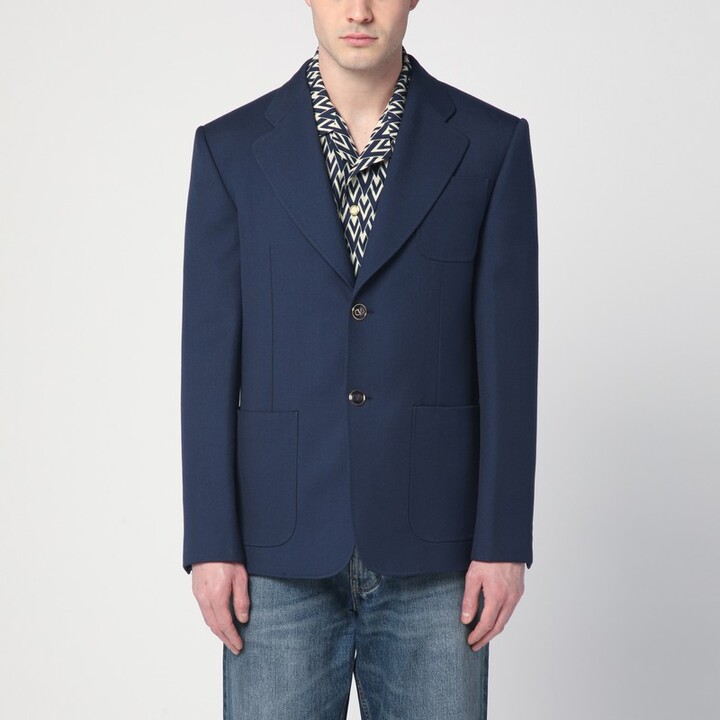 Valentino Blue single-breasted wool jacket