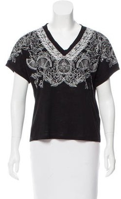 Maje Short Sleeve Embroidered Top