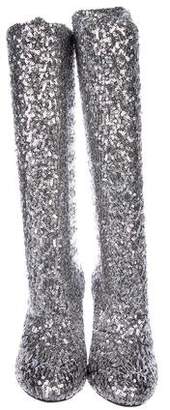 Dolce & Gabbana Stretch Sequined Boots w/ Tags