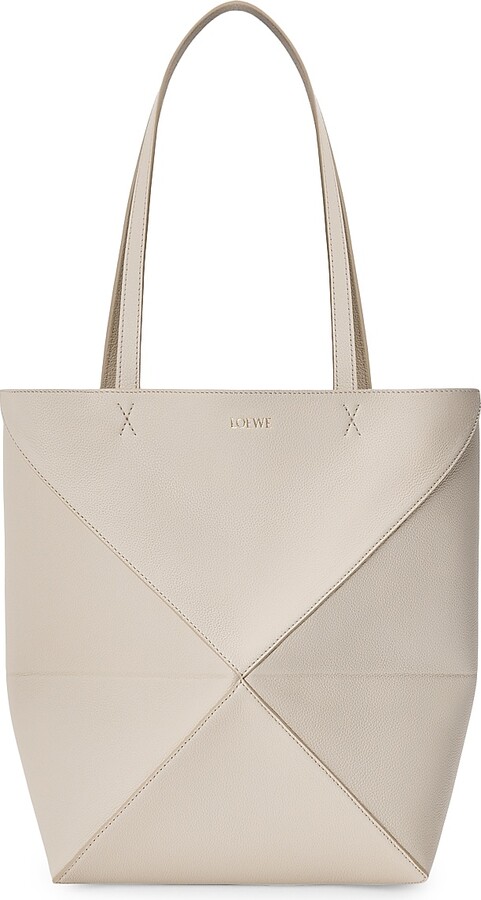 Loewe Women's Medium Puzzle Fold Leather Tote Bag - Light Ghost