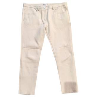 American Retro White Leather Trousers for Women