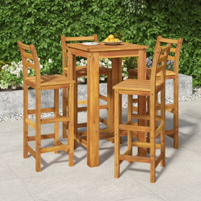 Red Barrel Studio 5 Piece Patio Dining Set Solid Wood Acacia