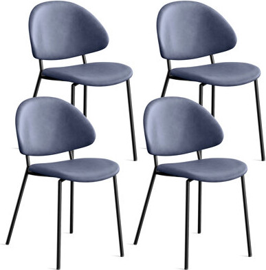 Corrigan Studio Of 4 Blue Mid - Century Modern Pu Leather Upholstered Dining Chairs With Graceful Curved Back, Seating For Office Decor Chair 4, Open Back And , Soft