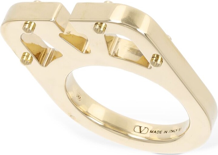 Valentino Garavani Gold Pearl VLogo Ring - ShopStyle