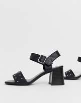 Thumbnail for your product : New Look leather look stud low block heeled sandal in black