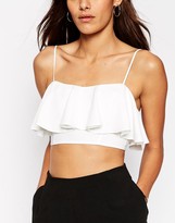 Thumbnail for your product : ASOS PETITE Exclusive Crop Cami with Frill