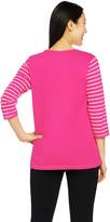 Thumbnail for your product : Denim & Co. Active Striped 3/4 Sleeve Round Neck Top