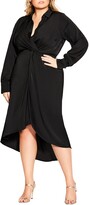 Thumbnail for your product : City Chic Sleek Long Sleeve Faux Wrap Dress