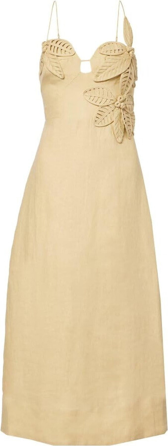 Farm Rio Women's Tonal Floral Midi Dress, Sand