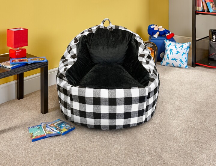 ACEssentials Faux Fur Bean Bag Chair with Tablet Pocket in Buffalo