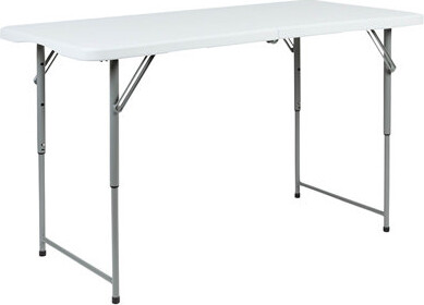 Flash Furniture Parker Height Adjustable Bi-Fold Plastic Folding Table with Carrying Handle
