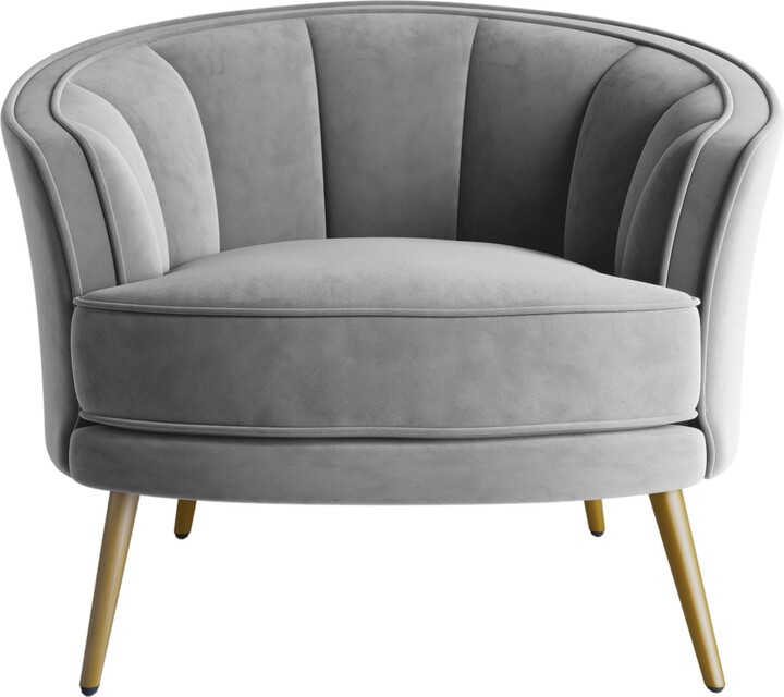 Modern Velvet Tub Barrel Leisure Accent Chair with Steel Legs