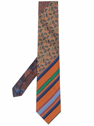 Etro Striped-Paisley Cotton-Silk Tie