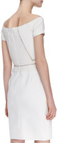 Thumbnail for your product : J. Mendel Off-Shoulder Dress with Lace Insets, Ecru