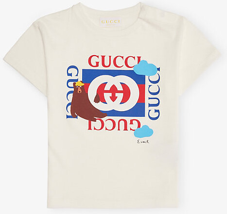 Gucci New White/Mc Brand-Print Cotton-Jersey T-Shirt 3-36 Months 9-12 Months