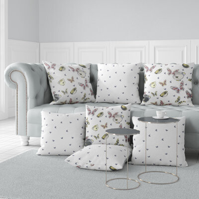 AmritaSen Butterfly Garden Bowl Polyester/Polyester Blend Throw Square Indoor/Outdoor Pillow Cover & Insert