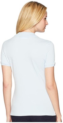 Lacoste Short Sleeve Slim Fit Stretch Pique Polo Shirt (Rill Light Blue) Women's Clothing