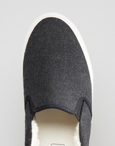 Thumbnail for your product : ASOS Slip On Sneakers In Gray Felt With Faux Shearling Lining