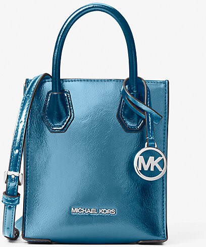 190049425237 - Michael Kors Mercer Medium Leather Messenger Crossbody Pale  Blue